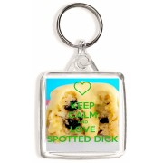 Keep Calm and Love Spotted Dick - Square Keyring