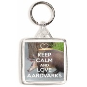 Keep Calm and Love Aardvarks - Square Keyring