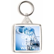 Keep Calm and Love Water - Square Keyring