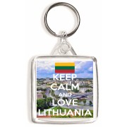 Keep Calm and Love Lithuania - Square Keyring