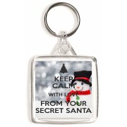 Keep Calm with Love from Your Secret Santa - Square Keyring