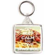 Keep Calm and Love Spag Bol - Square Keyring