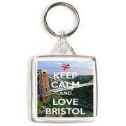 Keep Calm and Love Bristol - Square Keyring