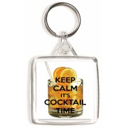 Keep Calm It's Cocktail Time - Square Keyring