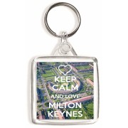 Keep Calm and Love Milton Keynes - Square Keyring