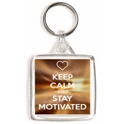 Keep Calm and Stay Motivated - Square Keyring