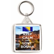 Keep Calm and Love Bosnia - Square Keyring