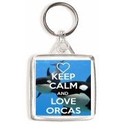 Keep Calm and Love Orcas - Square Keyring