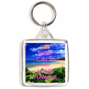 Keep Calm and Love Hawaii - Square Keyring