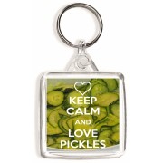 Keep Calm and Love Pickles - Square Keyring