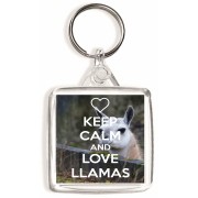 Keep Calm and Love Llamas - Square Keyring