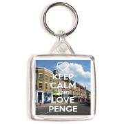 Keep Calm and Love Penge - Square Keyring