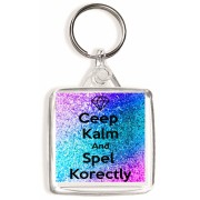 Ceep Kalm and Spel Korectly - Square Keyring
