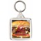 Keep Calm and Eat a Bacon Cheeseburger - Square Keyring