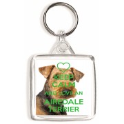 Keep Calm and Love an Airedale Terrier - Square Keyring