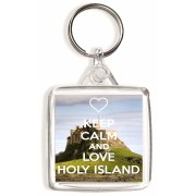 Keep Calm and Love Holy Island - Square Keyring