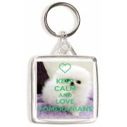 Keep Calm and Love Pomeranians - Square Keyring