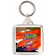 Keep Calm and Love Lobsters - Square Keyring