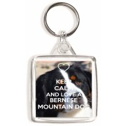 Keep Calm and Love a Bernese Mountain Dog - Square Keyring