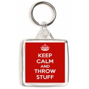 Keep Calm and Throw Stuff - Square Keyring