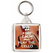 Keep Calm and Play the Cello - Square Keyring