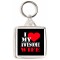I Love (heart) My Awesome Wife - Square Keyring