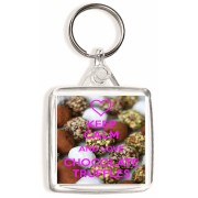 Keep Calm and Love Chocolate Truffles - Square Keyring