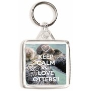 Keep Calm and Love Otters!! - Square Keyring