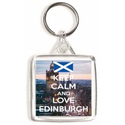 Keep Calm and Love Edinburgh - Square Keyring