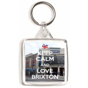 Keep Calm and Love Brixton - Square Keyring