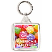 Keep Calm and Love American Hard Gums - Square Keyring