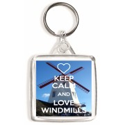 Keep Calm and Love Windmills - Square Keyring