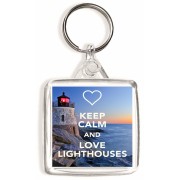 Keep Calm and Love Lighthouses - Square Keyring