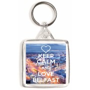 Keep Calm and Love Belfast - Square Keyring