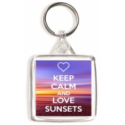 Keep Calm and Love Sunsets - Square Keyring