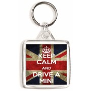 Keep Calm and Drive a Mini - Square Keyring