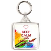 Keep Calm and Love an Artist - Square Keyring