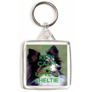 Keep Calm and Love a Sheltie - Square Keyring