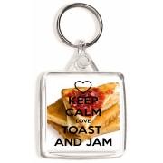Keep Calm Love Toast and Jam - Square Keyring