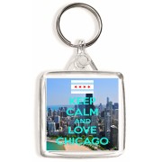 Keep Calm and Love Chicago - Square Keyring