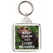 Keep Calm and Love Beavers - Square Keyring
