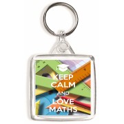 Keep Calm and Love Maths - Square Keyring
