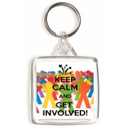Keep Calm and Get Involved! - Square Keyring