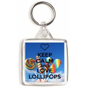 Keep Calm and Love Lollipops - Square Keyring