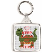 Keep Calm and Cross Stitch - Square Keyring