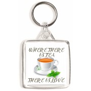 Where There is Tea There is Love - Square Keyring