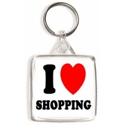 I Love (heart) Shopping - Square Keyring