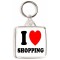 I Love (heart) Shopping - Square Keyring
