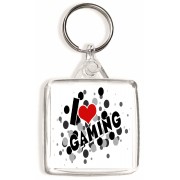 I Love (heart) Gaming - Square Keyring