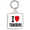 I Love (heart) Tenerife - Square Keyring